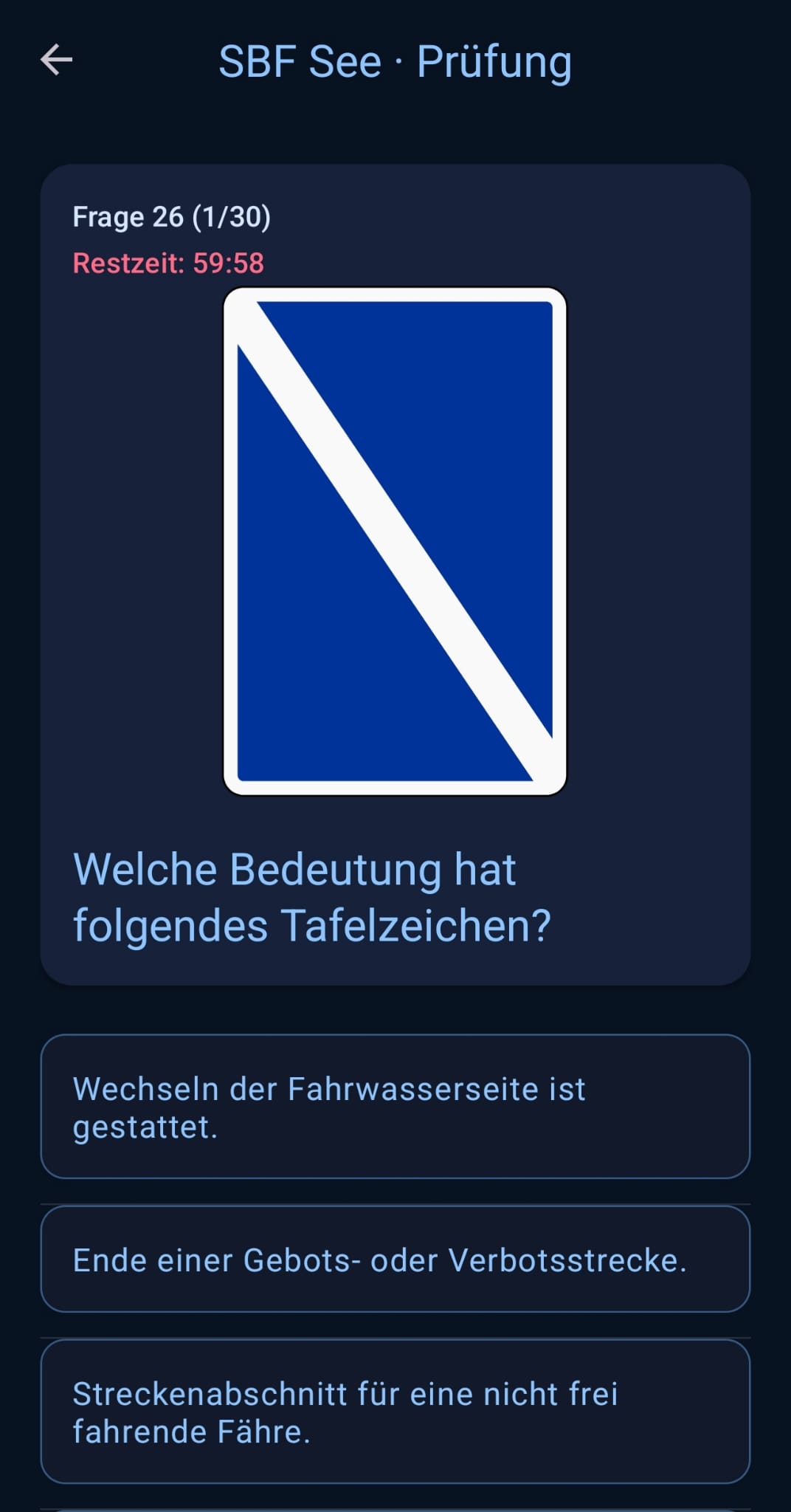 SBFReady Prüfungsmodus mit Timer und Auswertung